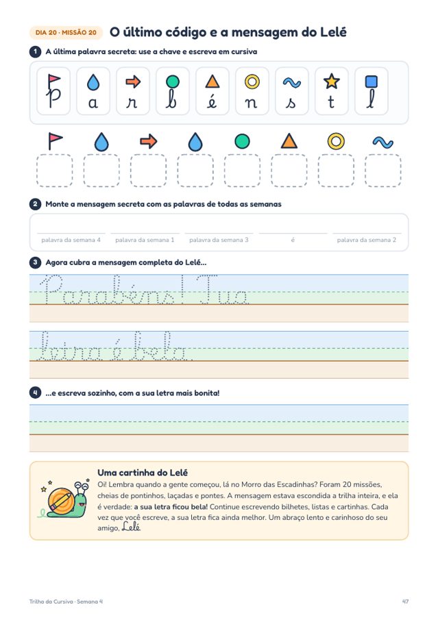 Página do código secreto e da mensagem final do Lelé